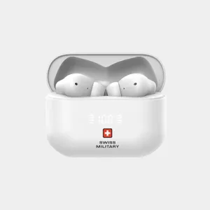 Swiss Military Victor 7 True Wireless Earbuds with 4-Mic ANC & LED Display - White - SM-TWS-VICTOR7-4MIC-ANC-LED-WH