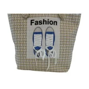 Fashion Tote Bag with Sneaker Design – Woven Texture – Rope Handles – BAG9