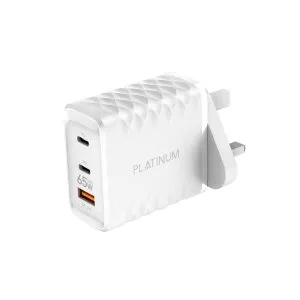 Platinum FLARE Series GaN PD 65W Wall Charger PDx2 + QC - White