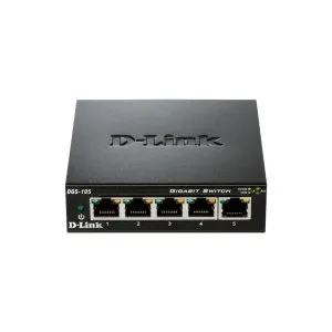 D-Link DGS-105 | 5-Port Unmanaged Gigabit Desktop Switch – Plug & Play
