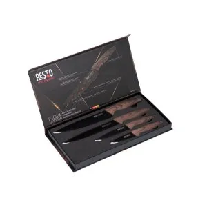 Resto Knife Set 4pcs – Stainless Steel Wood-Grain Handle - 95501