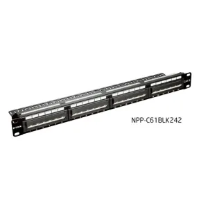 D-Link 24 Port Cat6 Unshielded Angular Fully Loaded Punch Down Patch Panel - Keystone Type -1U- Black Colour - NPP-C61BLK242