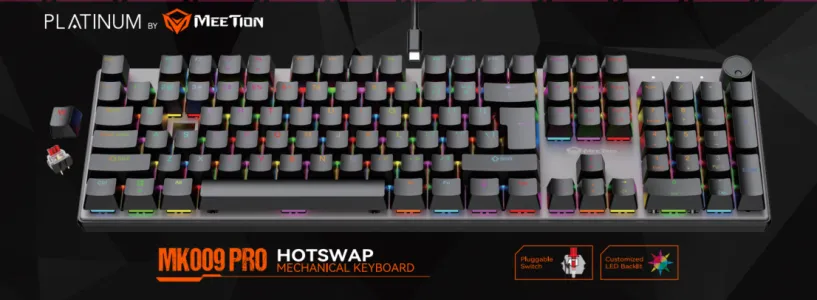 Platinum MT-MK009Pro-W-UAR-PLAT Mechanical Gaming Keyboard – RGB Backlit, Hot-Swappable, Full Size