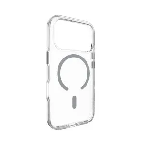 Mageasy bright m never yellowing protective clear case with independent metal buttons for iphone 17 pro-transparent/ mist ring - MPH17P394TI25