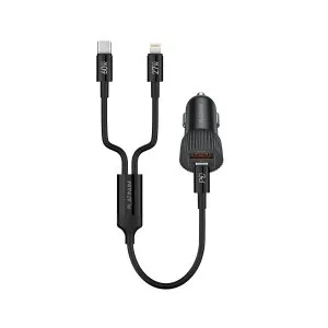 Platinum FLARE Series Mini Car Charger PD 48W + 2in1 Cable 60W - Black - P-COMFLCLA2N1