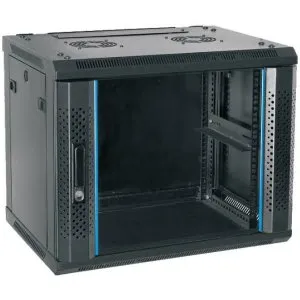 D-Link 4U Wall Mount Rack 600 450mm | Glass Door, Lock & Key, 19 Standard, SPCC Steel, Cable Knockouts, Fan Slot, IP20 Protection - Black (NWR-4U-6045-BL-GL)