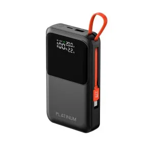 PLATINUM SUPER Series Power Bank 20000mAh Built-in Cables - Black - P-PBSPR20PDBK
