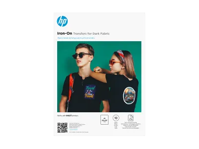 HP Iron-On Transfers for Dark Fabric A4 (210 x 297mm) 10 sheets - 8L1U7A