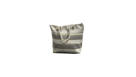 Striped Canvas Tote Bag with Rope Handles – White & Gray – 16x22 inch – SKU: BAG3