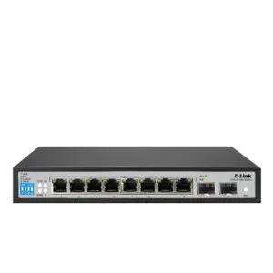 D-Link DGS-F1100-10PS-E | 8-Port PoE Smart Managed Gigabit Switch with 2 SFP Uplinks