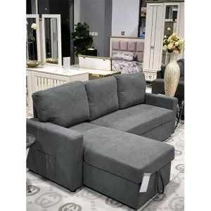 REVERSIBLE CHAISE SOFA WITH USB CHARGER AND SIDE BAGS
