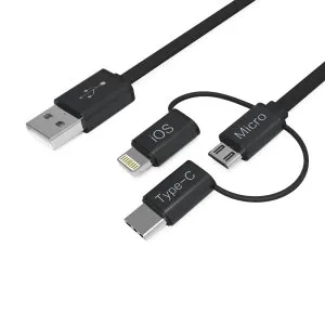 Cellaris 3-in-1 Flat Cable 1M- Black - M-FCI4037