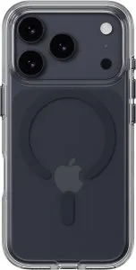 Mageasy bright m never yellowing protective clear case with independent metal buttons for iphone 17 pro max-transparent/midnight ring - MPH17M394MR25