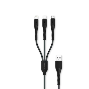 Platinum VITAL Series QUAD USB Charger + 3in1 Cable - Black - P-COMVQ3N1BK