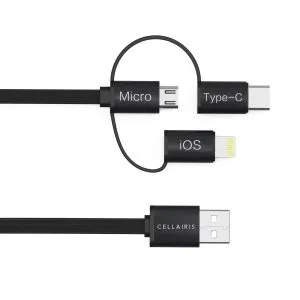 Cellaris 3-in-1 Flat Cable 1M- Black - M-FCI4037