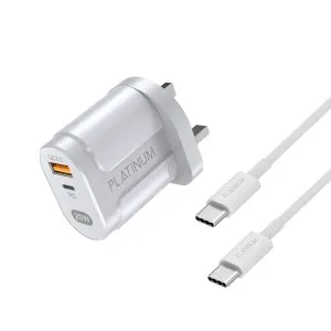 Platinum VITAL Series PD Wall Charger + PD Cable C-C - White - P-COMVPDCWH